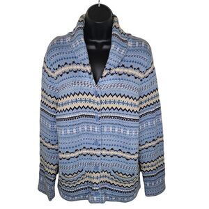 Denim & Co. Fairisle Cardigan sweater with Shawl Collar medium